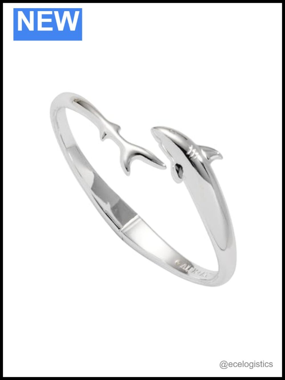 Shark Bypass Cuff Bracelet Polished Brass 5"